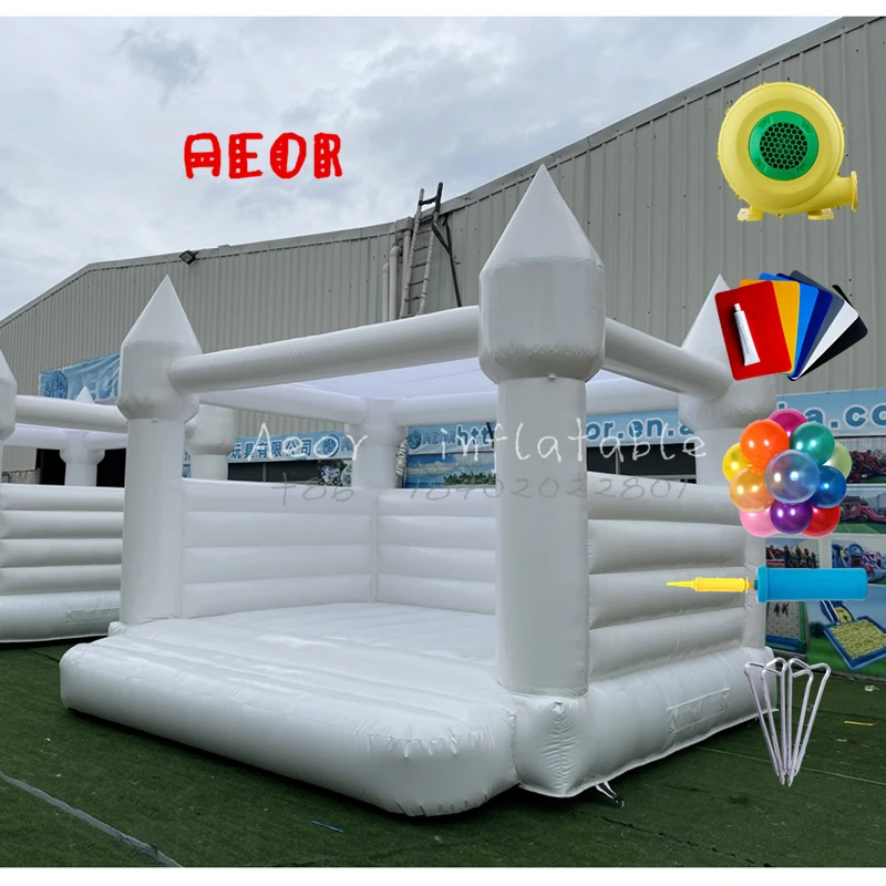 Оптовая продажа по заводской цене белый свадебный надувной батут-замок батут в