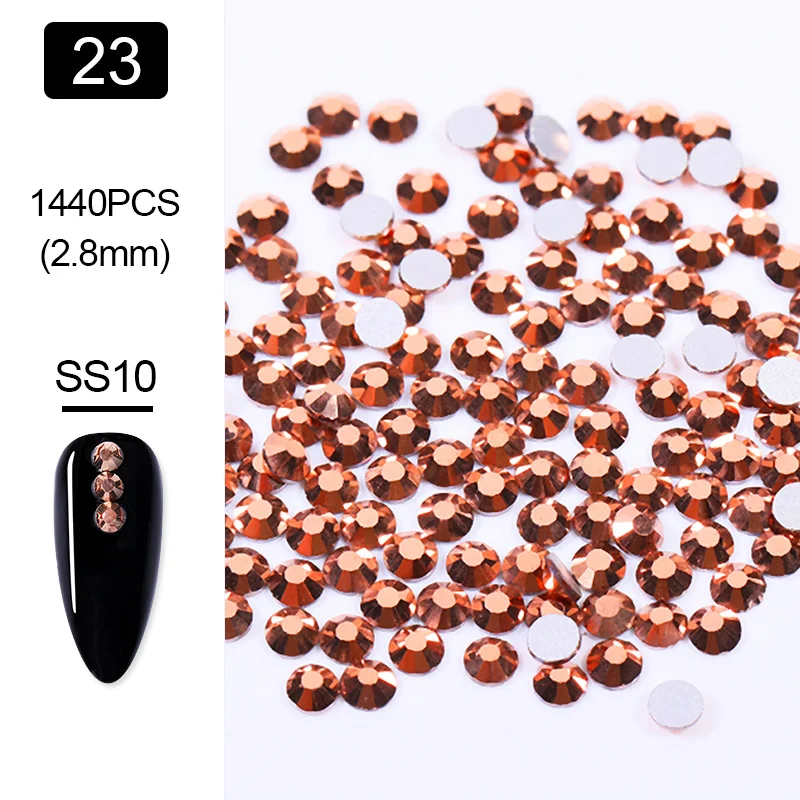 23 1440 шт Nail Art Стразы, Роза золотого и красного цвета AB Цвета с плоской задней частью, с декоративной отделкой бисером, смешанные Размеры DIY 3D нейл-арта украшения - Цвет: 23
