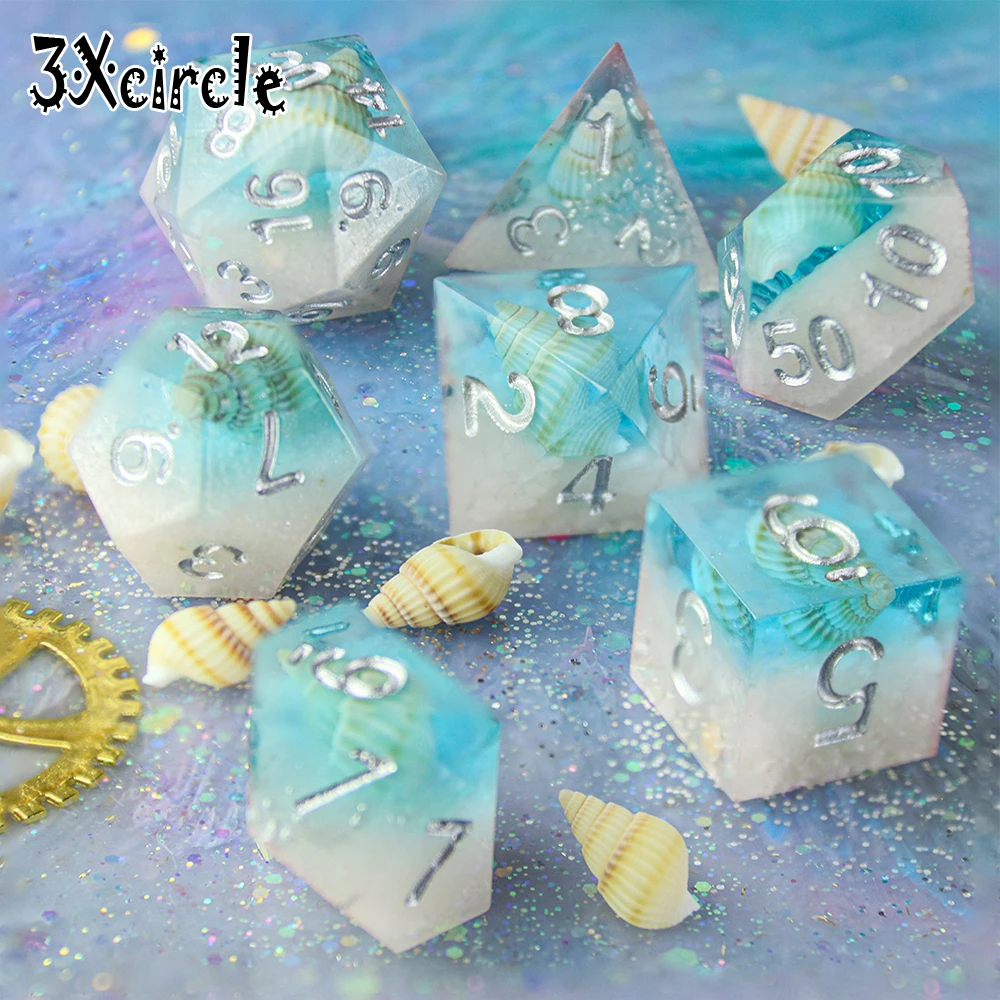 7 шт морскую тематику оболочки многогранные кости с цифрами комплект D4-D20 для Dados
