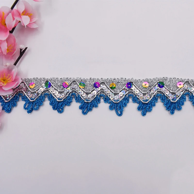 10Meters Sequins Lace Ribbons 3D Gold Silver Laces Trims Dance Dress Paillette Appliques DIY Sewing Accessories KY193 | Дом и сад