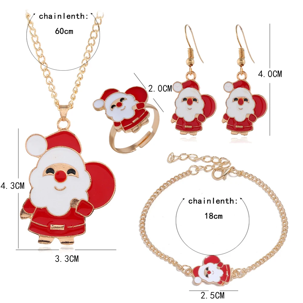 Christmas Tree Santa Elk Bell Necklace Earrings Set Fashion Luxury Romantic Women Elegant Party Gift Jewelry | Украшения и