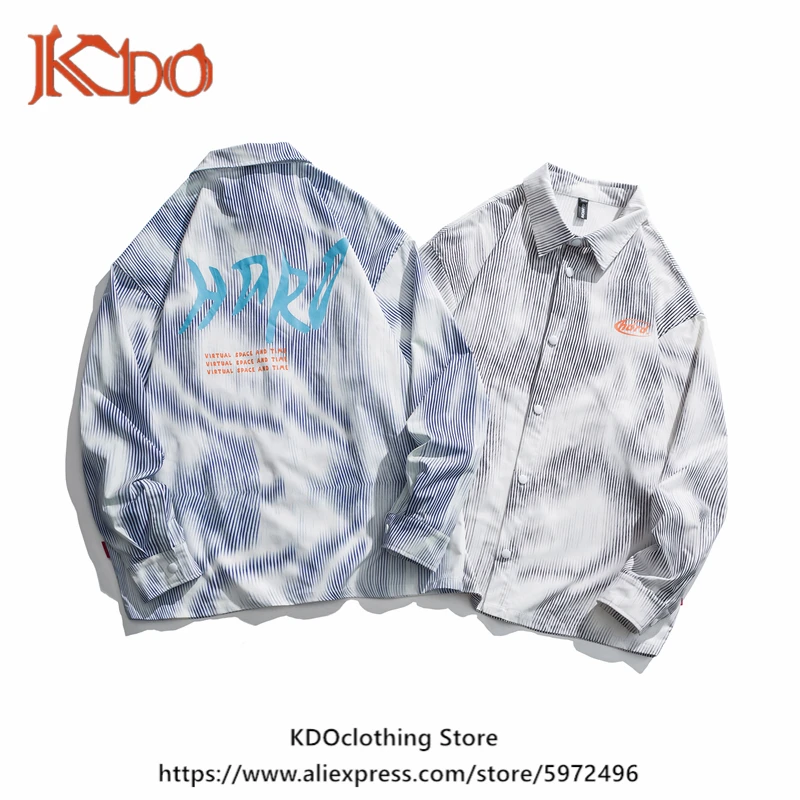

Male Long-Sleeved Shirt Spring And Autumn New Japanese Letters Printed loose Striped Shirt For Men Fashion Oversized Cothes 5XL