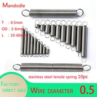 10pcs wire dia 0 5mm 304 stainless steel dual hook small tension spring hardware accessories furniture hinge length 10mm 60mm