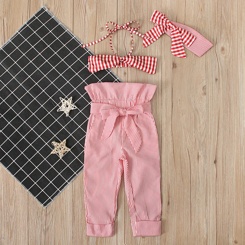 Одежда для девочек хлопковая одежда малышей комплекты летние из трех предметов