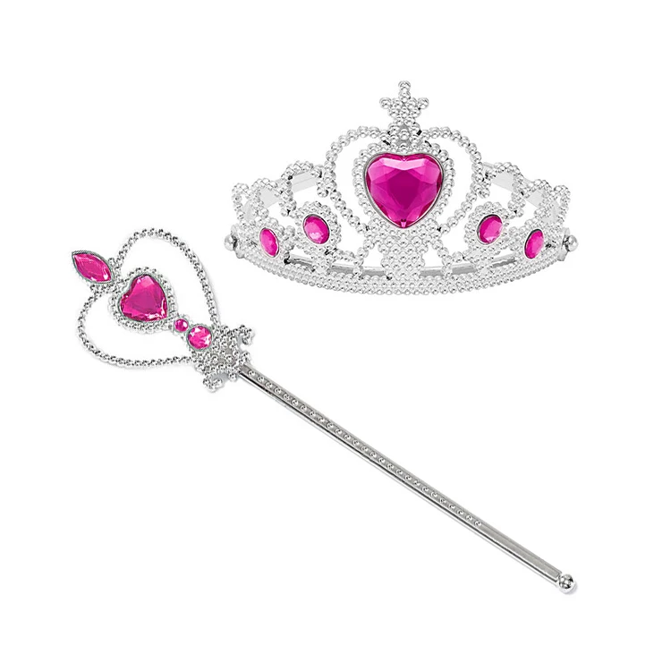 Crown set Платье принцессы Анны и Эльзы для девочек; Карнавальный костюм для детей; маскарадный костюм принцессы; нарядное платье с накидкой; костюм Снежной Королевы на Хэллоуин - Цвет: Crown set