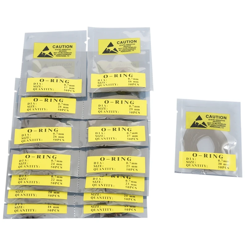 

750 Pcs 0.7MM O-Ring Watch Back Gasket Rubber Seal Washers Size 16 mm - 30 mm