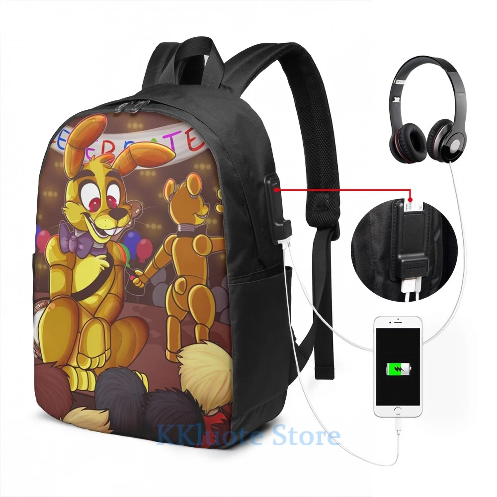 Забавный графический принт Fredbears семейный обеденный рюкзак с USB-зарядкой мужские