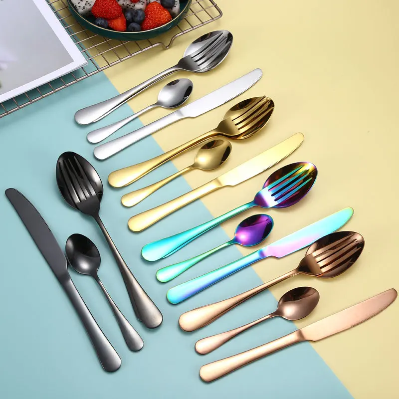

Cutlery Gift Box Set Kitchen Utensils Sets Fluorescent Tableware Table Forks Couverts De Dinnerware Items Kitchenware For Home