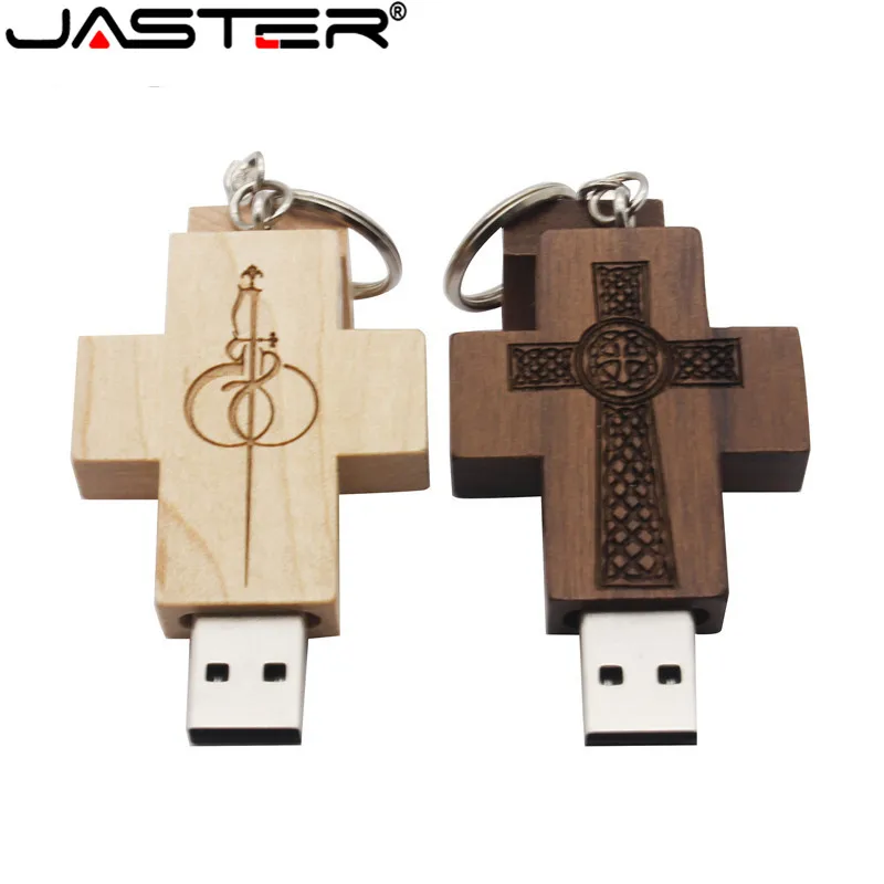 JASTER заказной usb-накопитель в виде деревянного Креста флэш-накопитель флеш-накопитель usb 2,0 4 ГБ 8 ГБ 16 ГБ 32 ГБ 64 ГБ модный подарок логотип на заказ