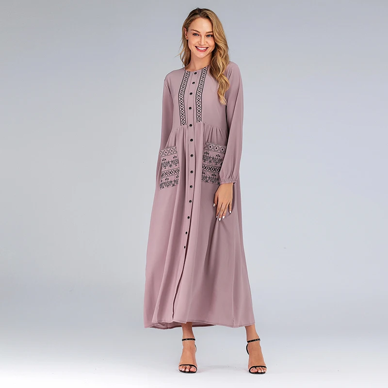 pink dress Абайя Турция исламский, арабский мусульманское платье Восточный халат из марокена кафтан Марокканский Арабский Tesettur Elbise vestidos robe Longue платье хиджаб - Цвет: pink dress