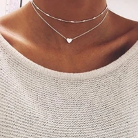 cross border jewelry simple trendy womens heart shaped necklace street style necklace copper peach heart clavicle chain