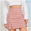 SHEIN клетчатая облегающая мини-юбка с Боковым Разрезом, Женская юбка, осень, уличная одежда, повседневная трапециевидная Базовая Женская облегающая юбка