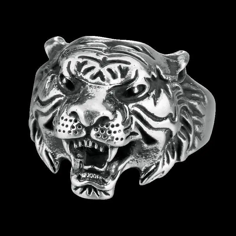 

S925 silver original design new product retro domineering exaggerated tiger head men's temperament opening adjustable ring
