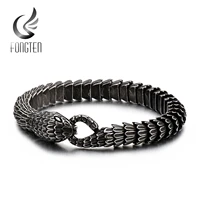 fongten punk black snake link chain bracelets bangle stainless steel charm hip hop personalised men women jewelry