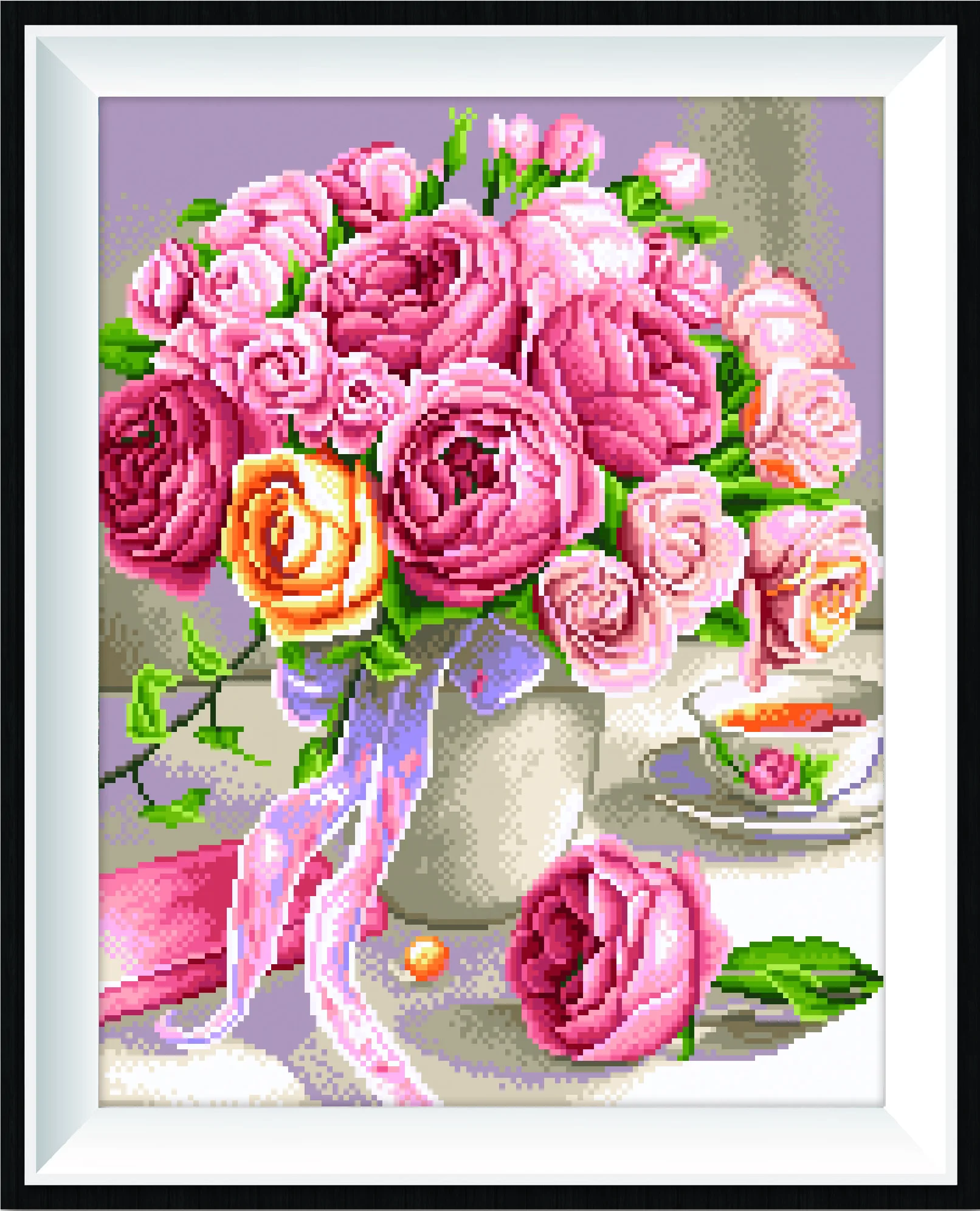 

5D AB Full Diamond Painting High Quality Crystal Embroidery Beautiful White Rose Cross Stitch Mosaic Beadwork Kit Home Art Decor