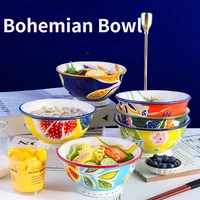 personality ceramics soup bowl 6inch noodle bowl fruit salad bowl large dessert dishes set kitchen decor bohemia bowl cl102204