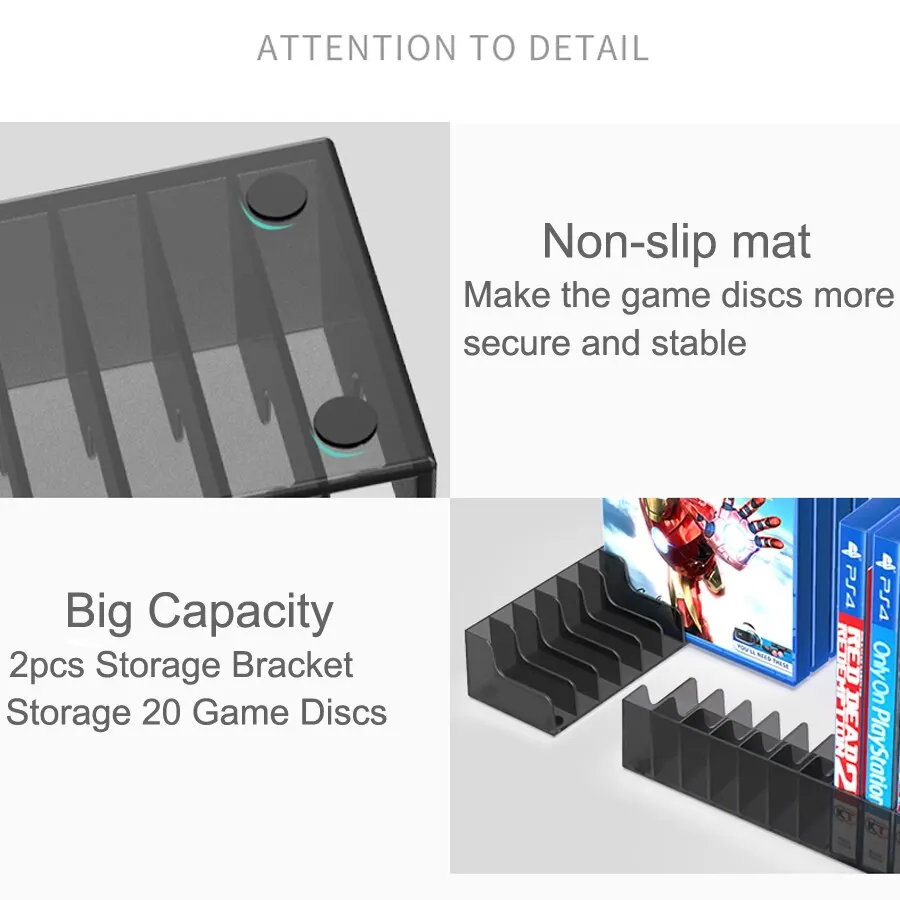 2pcslot ps4slimpro 20 cd discs storage stand plastic bracket game card shelves box holder case for playstation 4 accessories free global shipping