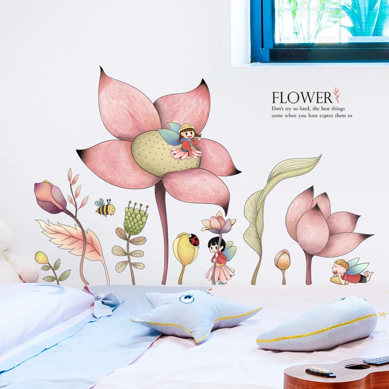 

Modern Cartoon Wall Sticker Children's Room Girl Bedroom Warm Decoration Wall Decal Self Adhesive Wallpaper 2021 New Home Decor