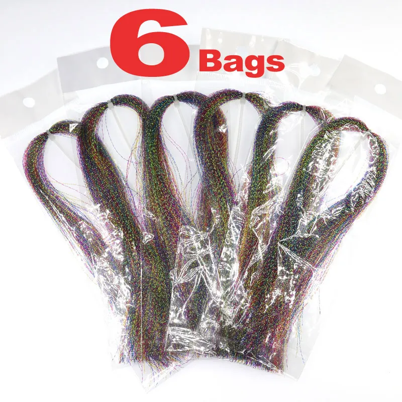 6bags pearlcent rain Bimoo 6 сумок перламутровый витой Радужный флашабу для завязывания мух тройной хвостовой Krystal Flash - Цвет: 6bags pearlcent rain