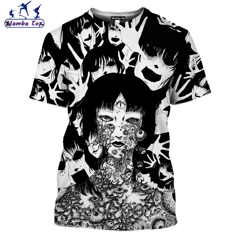 Топ Мамба Хэллоуин косплей аниме девушка женская футболка 3D принт Junji Ito Мужская