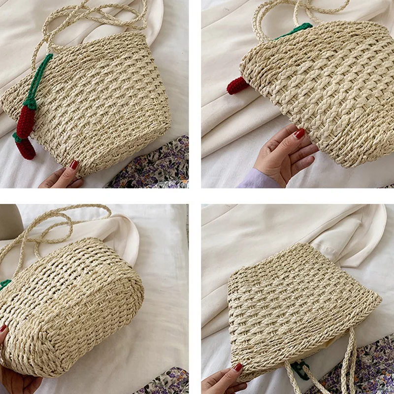 

Women Crossbody Shoulder Straw Bag Knitted Rattan Satchel Handbag /Tote/Beach Woven Bucket Bag