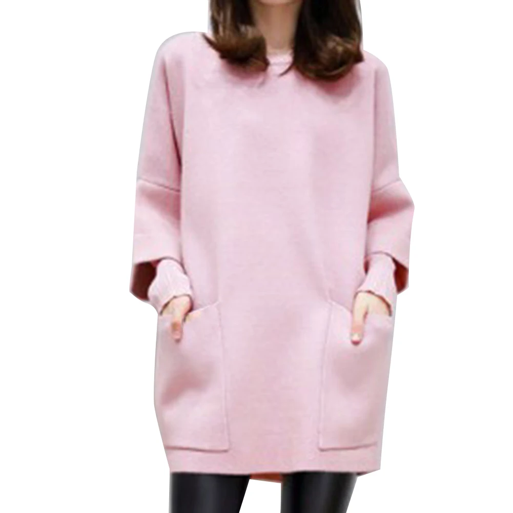 Шикарная Женская толстовка с капюшоном одноцветная длинным рукавом круглым