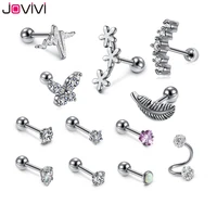 jovivi new 12 pcs stainless steel studs ear multi function lip studs stud earrings 1 2mm 16ga body piercing jewelry fashionable