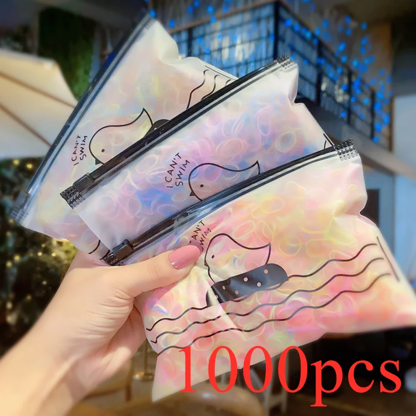 1000 шт./упак. красочные маленькие одноразовые резинки для волос милые девушки