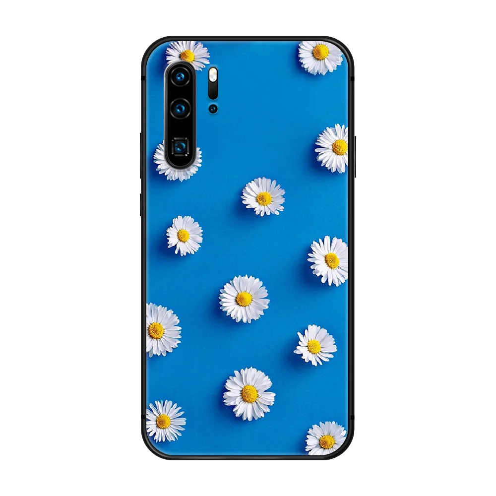 

chrysanthemum peaceminusone daisy flower Phone Case Cover Hull For Huawei P8 P9 P10 P20 P30 P40 Lite Pro Plus smart Z 2019 black