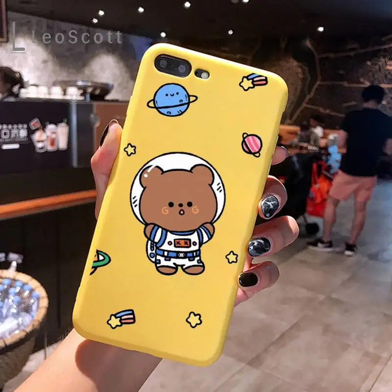 

Astronaut Planet Phone Case Yellow Candy Color for iPhone 6 7 8 11 12 s mini pro X XS XR MAX Plus