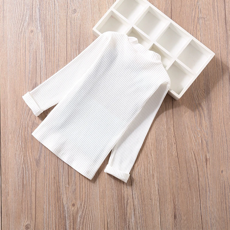 Свитер с воротником под горло цветными листьями для маленьких девочек детские