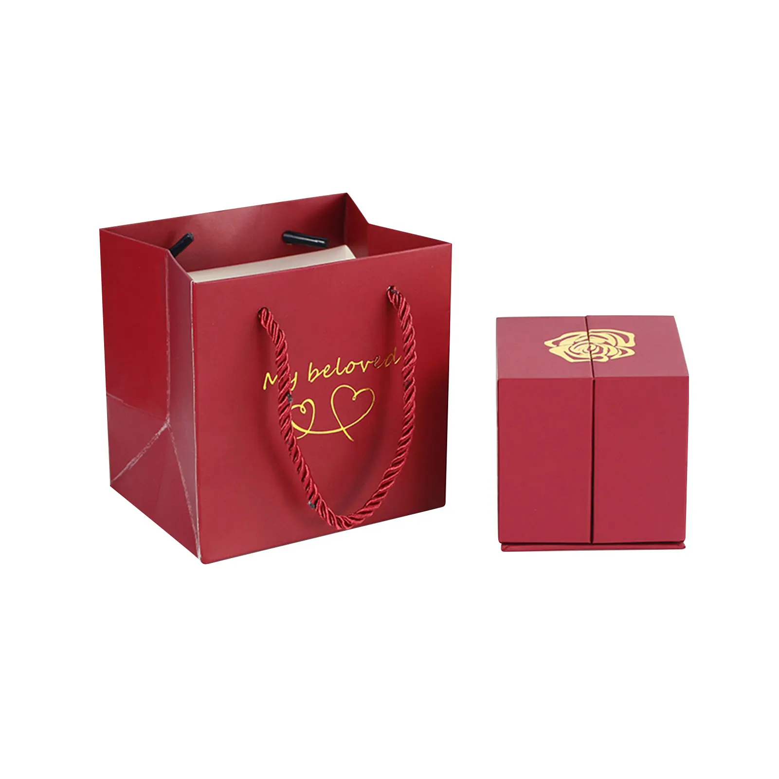 

Rose Jewelry Box Pendant Box Metal Rose Lifting Gift Box Valentine's Day Jewelry Packing Box