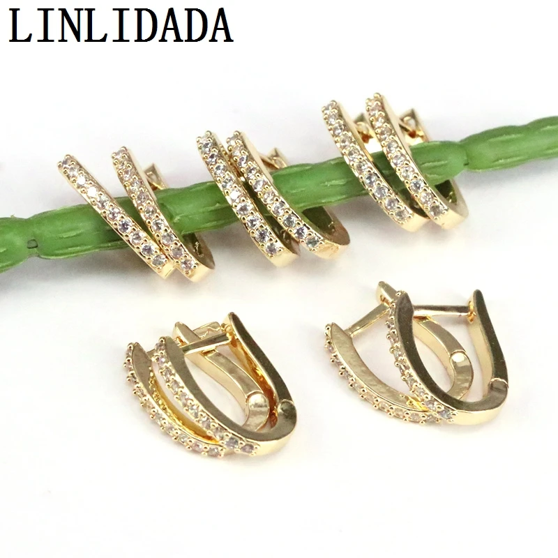 

10Pairs, Fashion Gold Color High Quality Hoop Earrings,White CZ Pave Jewelry Trendy Accessories for Women DIY Jewelry