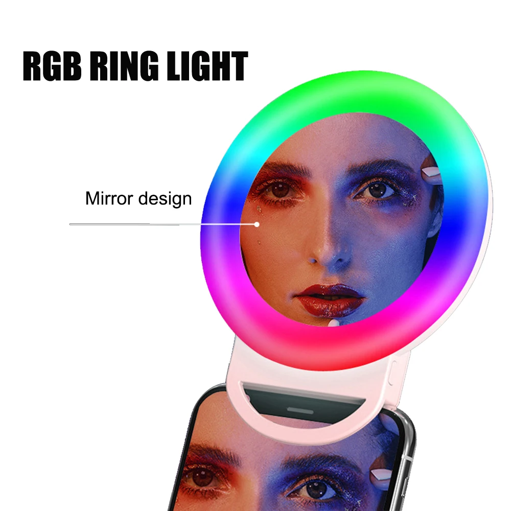 Цветная (RGB) светодиодная вспышка кольцо светильник мини usb зарядное устройство