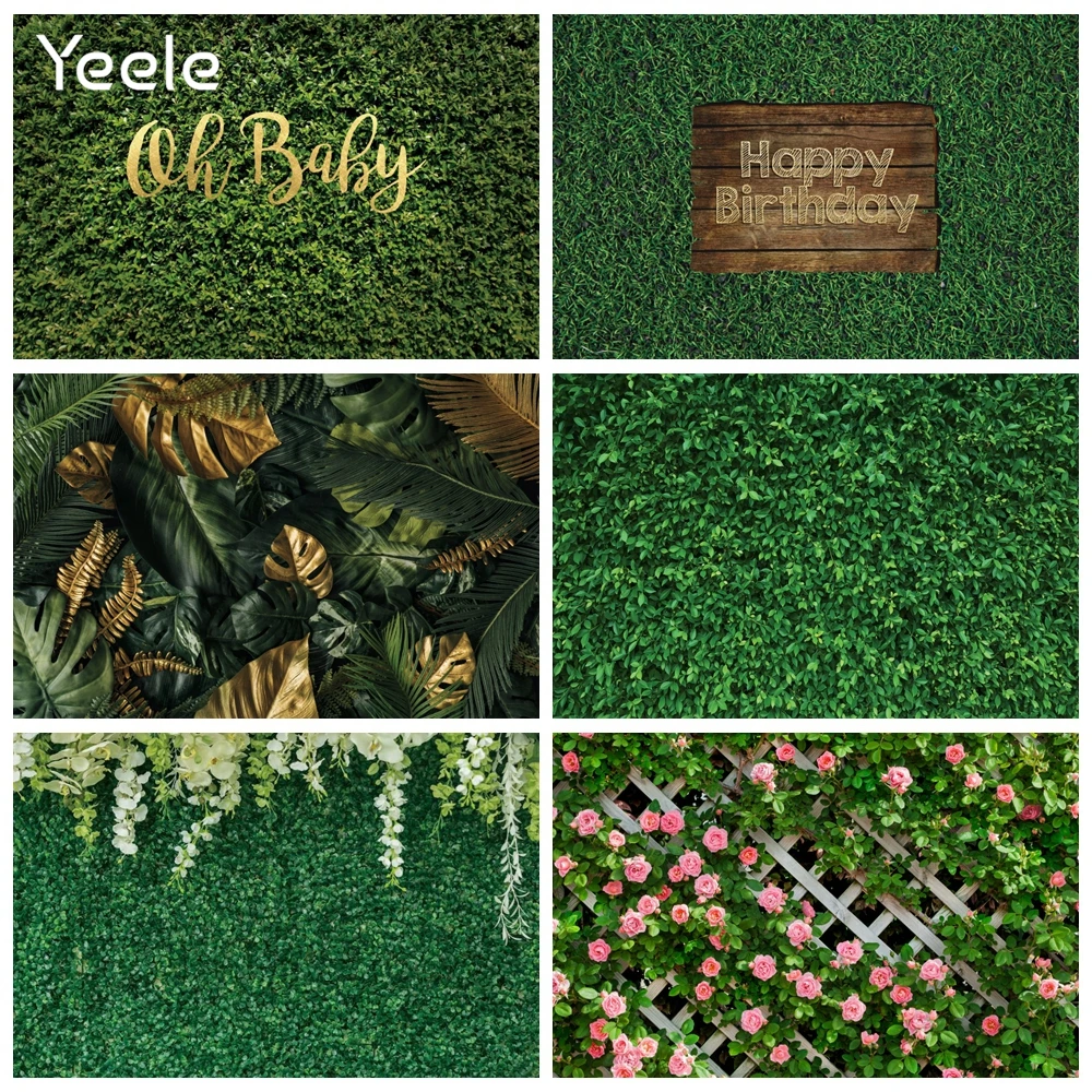 Yeele трава зеленые листья фон для студийной съемки с День рождения Летние