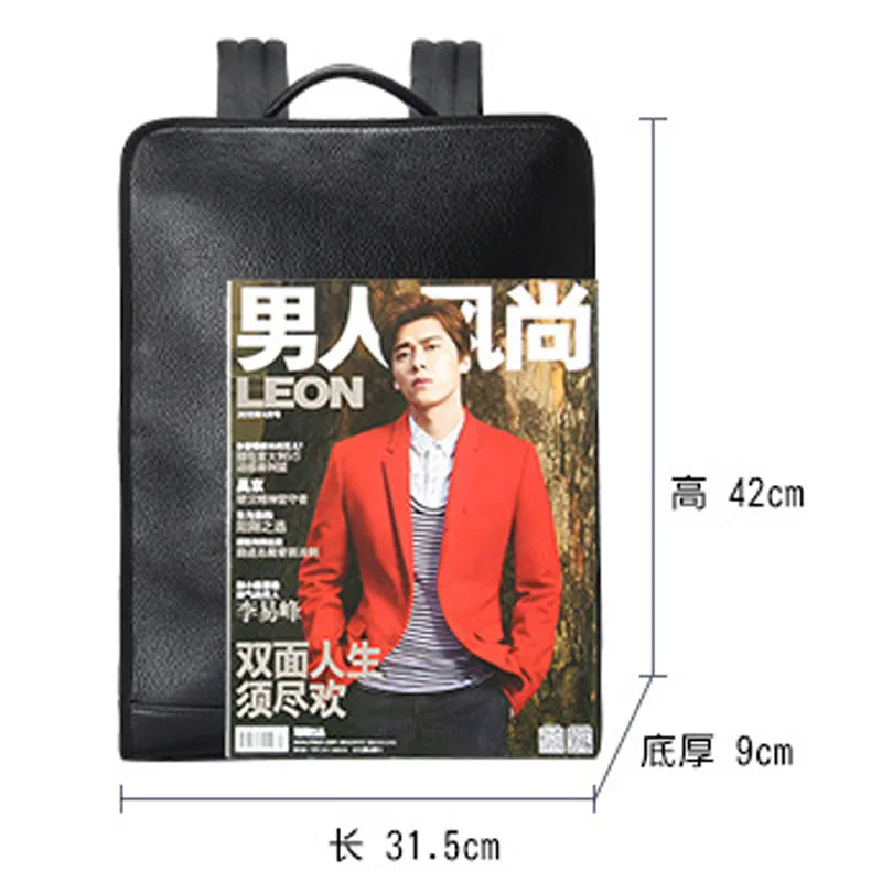 Простой Черный рюкзак из натуральной кожи для мужчин деловые сумки ноутбука