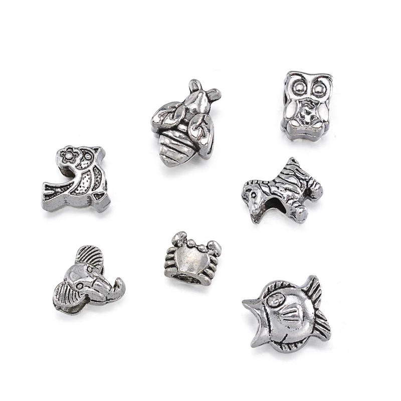 40 шт./компл. антикварные серебряные бусины серии животных круглые разделители