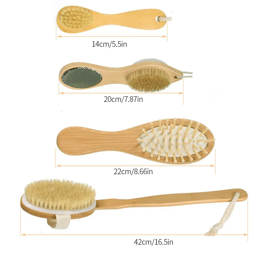 

Bath Body Brush Set Body Scrubber Exfoliate Massager 5 in 1 Long Handle Bath Brushes SPA Woman Man Skin Care Dry Body Brush