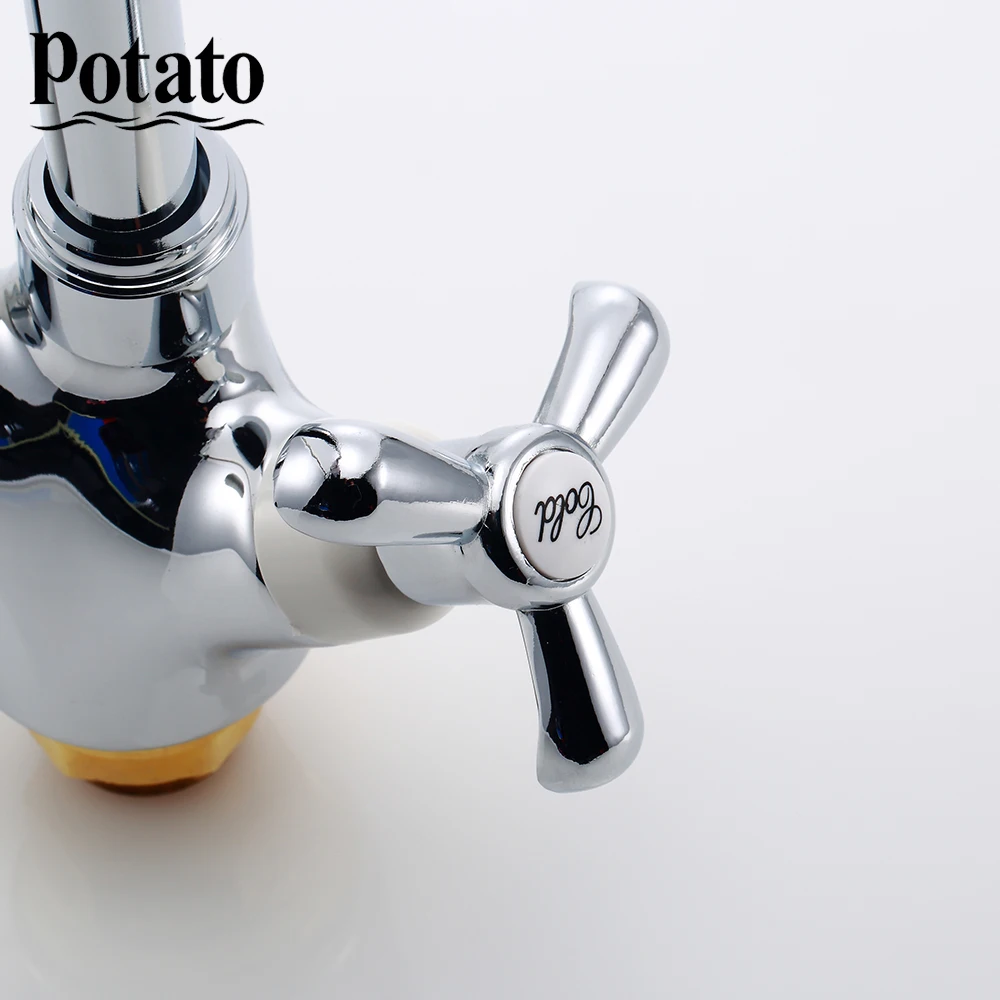 

New Arrival Dual Holder Single Hole Sink Faucet Mix Hot and Cold Water Tap Flexible Zinc Alloy Kitchen Faucet p5852