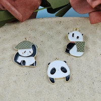 10pcs pack alloy drip oil jewelry accessories diy earrings making materials chinese style cartoon cute panda pendant