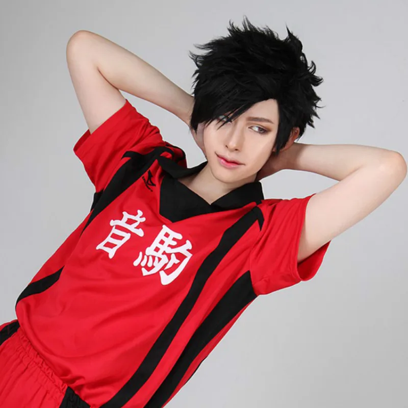 

Haikyuu! Парик для косплея Tetsurou Kuroo Tetsurou, термостойкий короткий черный парик из синтетических волос, с шапочкой, 30 см