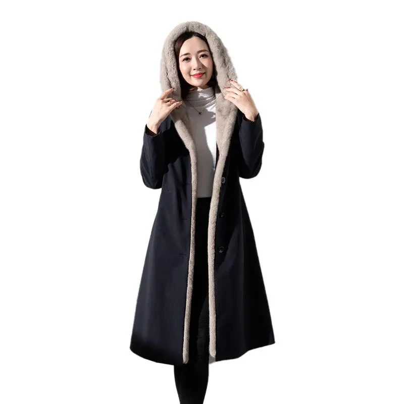 Female 2021 Autumn Winter New Women's The Long Jacket Coat Korean Version Of The Trendy Imitation Liner Imitation Fur Coat Women