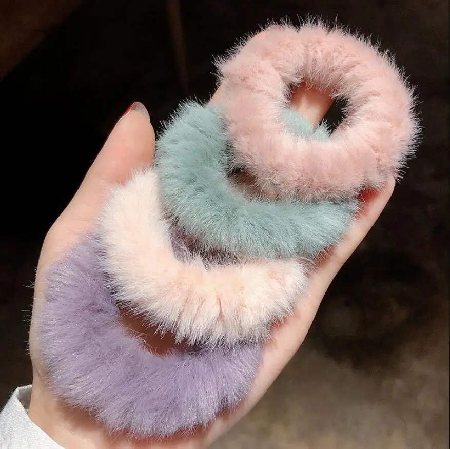 4 шт./компл. хорошее качество волосатые Scrunchies норки резинки для волос женщин