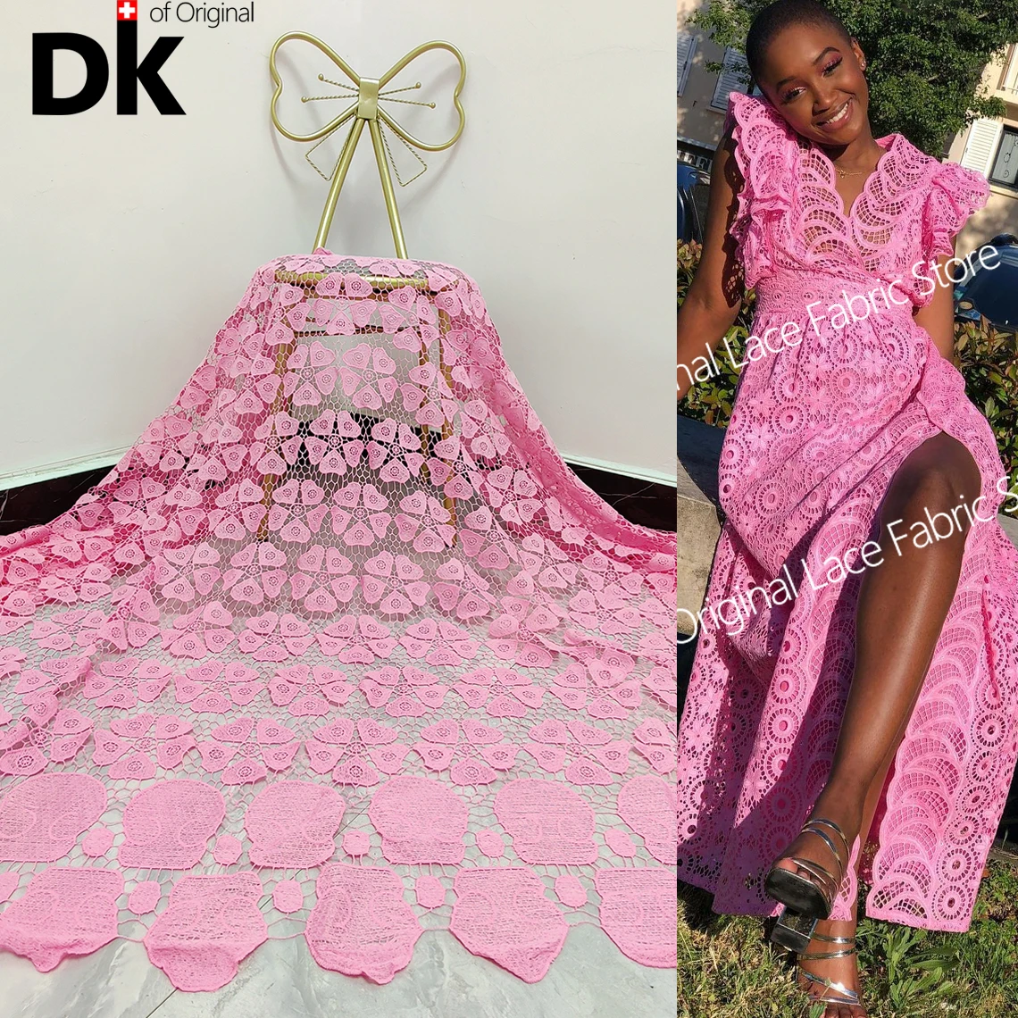 

2.5 Yard African Lace Fabric 2021 High Quality Swiss Fabric Cord Lace Embroidery 100% Cotton Swiss Voile Lace In Switzerland