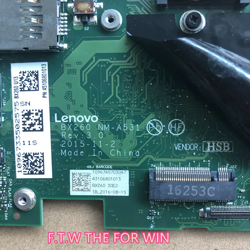 Bestellen 01YT055 01HX029 01EN195 01HX043 Für Lenovo ThinkPad Tragbare Basis X260 CPU I7--6500U NM-A531 100% Nachlass
