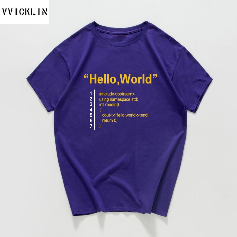 

Hello,world Funny Cotton T Shirt Men Programmer Graphic T-shirt Casual Summer Tops Men Streetwear Male Custom Print Clothes
