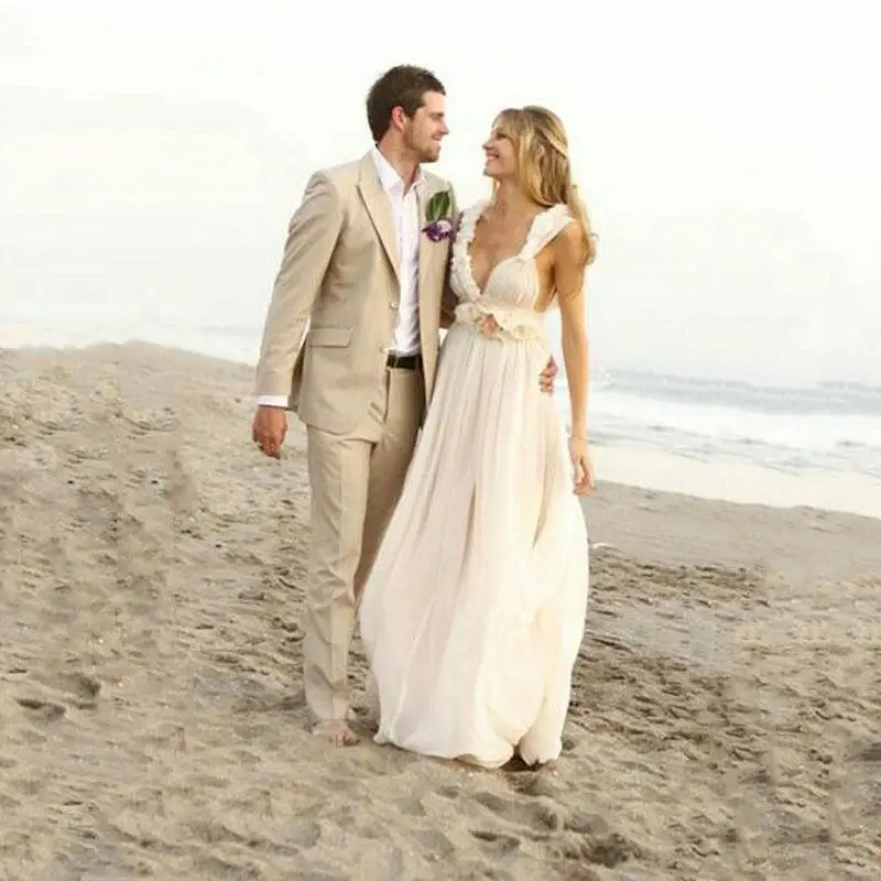 Деловой бежевый мужской костюм блейзеры вечерние вечерняя куртка и брюки для