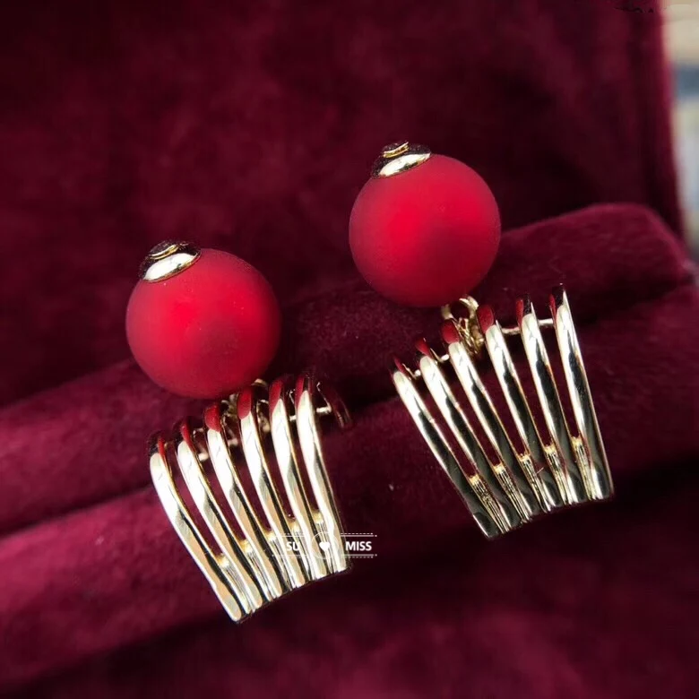 Unique Design New Year Red Simulated Pearl Dangle Earring For Women Charm Wedding Jewelry Party Drop | Украшения и аксессуары