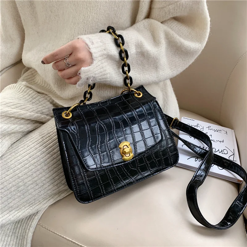

Fashion Flap Chain Messenger Bag Women Leather Handbags Alligator Shoulder Bags Female Bags Handbags Women Famous Brands