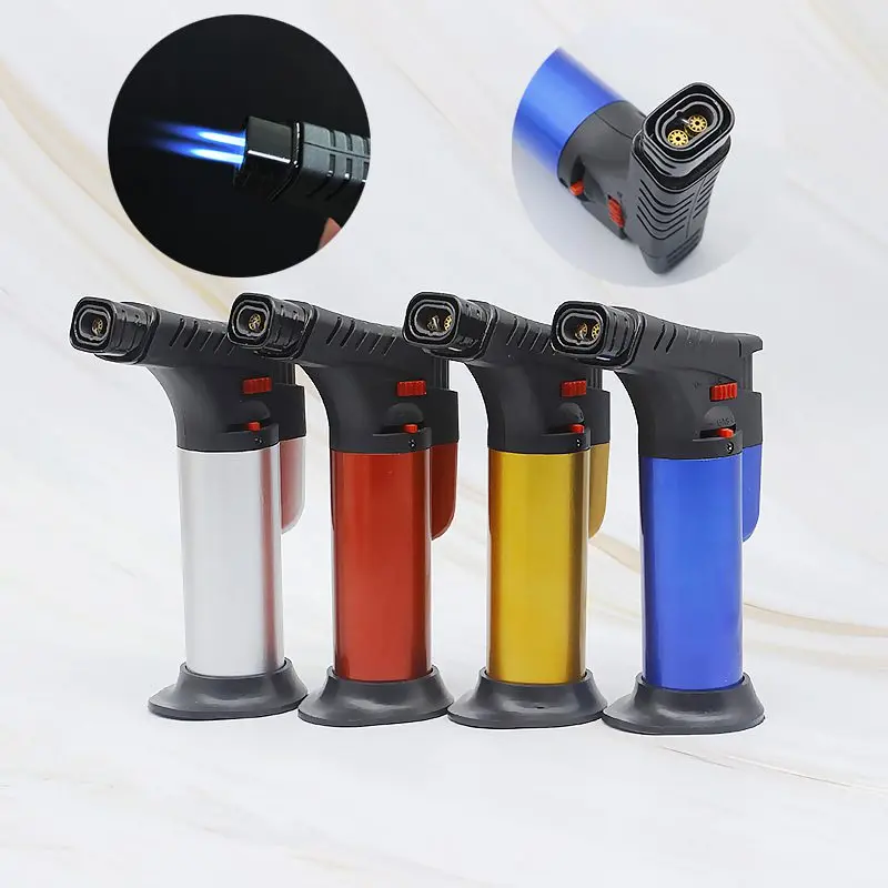 

Metal Torch Spray Gun Butane Refillable Gas Lighter Kitchen Outdoor Barbecue Ignition Windproof Cigar Lighter Blue Flame 1300C
